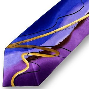 J. Garcia Lyconthropy blue purple and gold silk tie